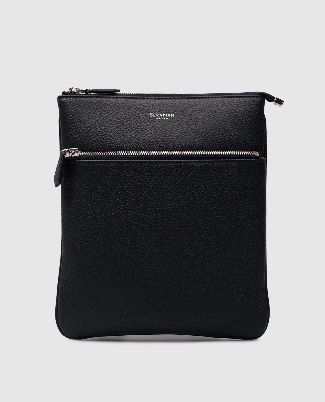 

Blue leather bag with logo Serapian