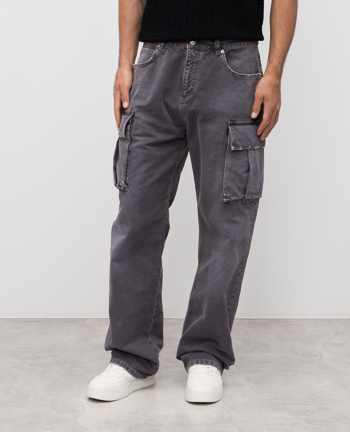 

Grey cargo jeans with logo Balmain