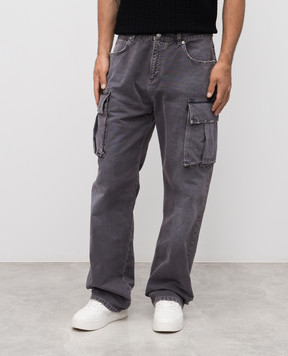 Balmain Grey cargo jeans with logo FH1ML136DF77