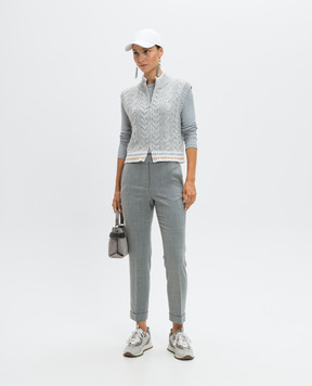 Peserico Gray wool cropped trousers with monil chain P0479602660