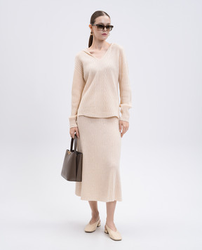 Twinset Beige wool and cashmere midi skirt 252TP3573