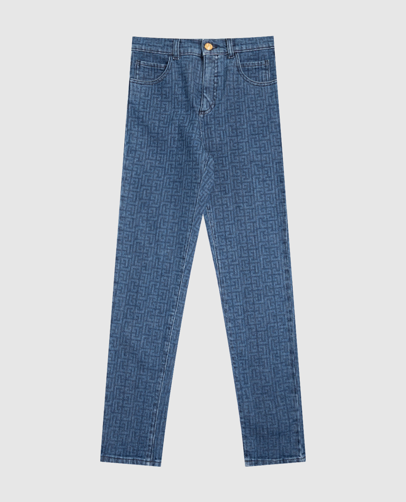 Children&#39;s blue jeans with branded print Balmain