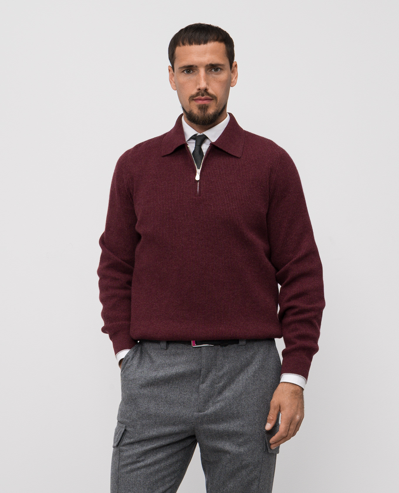 

Burgundy ribbed cashmere sweater Brunello Cucinelli