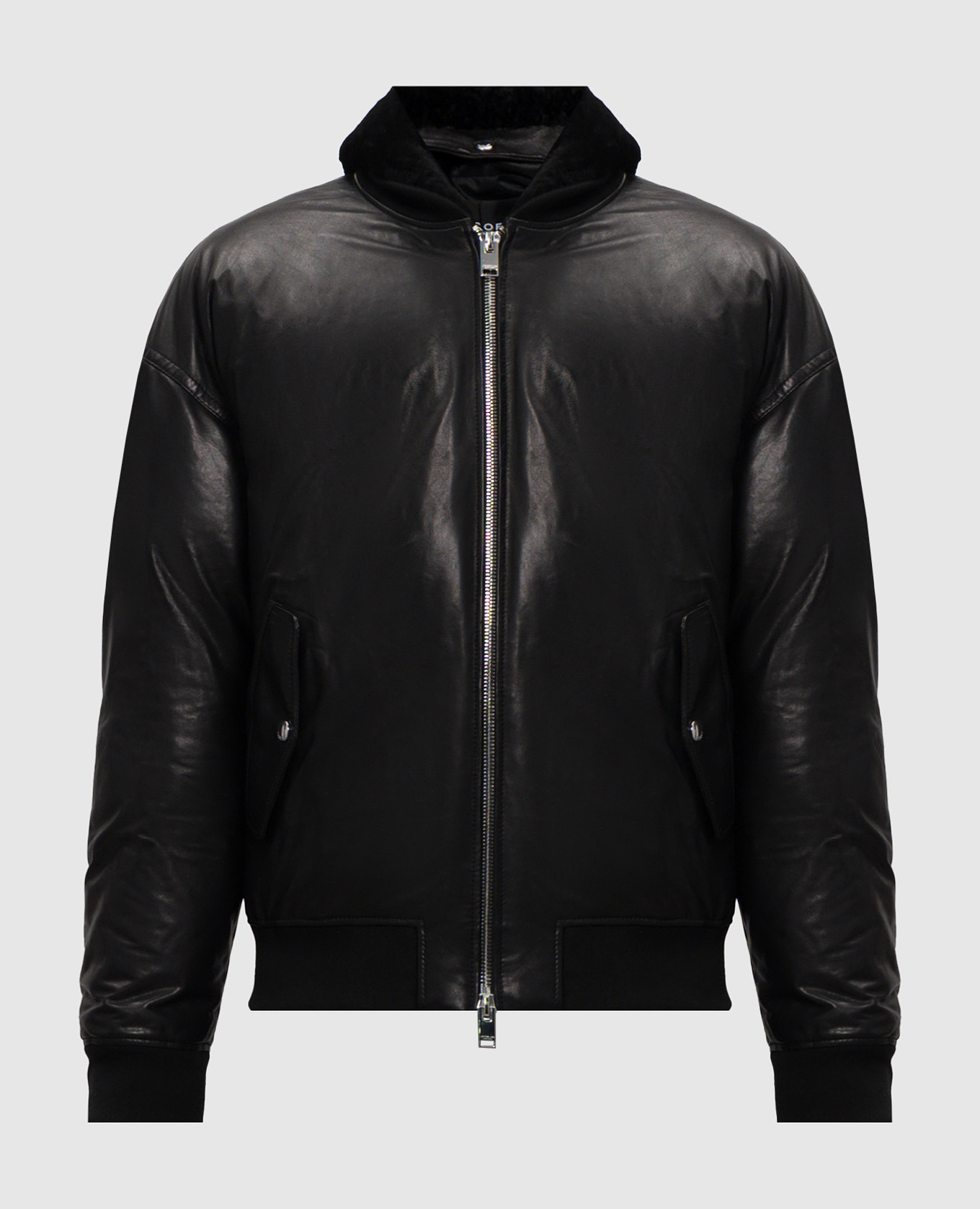 

Black leather jacket with fur Jacob Lee