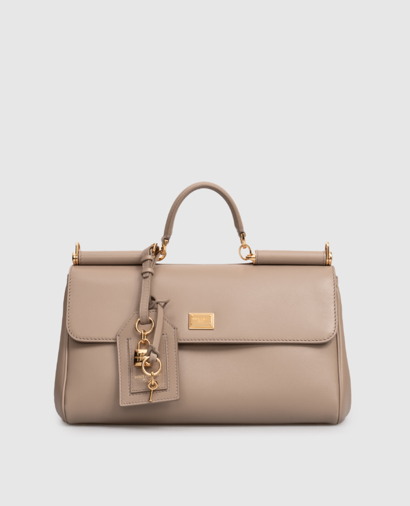 

Beige leather bag Sicily with logo Dolce&Gabbana