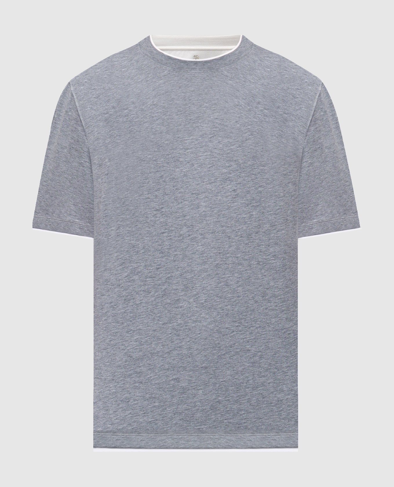 Grey melange layered T-shirt Brunello Cucinelli