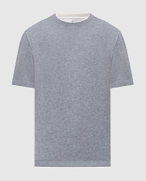 Brunello Cucinelli Grey melange layered T-shirt M0B137427