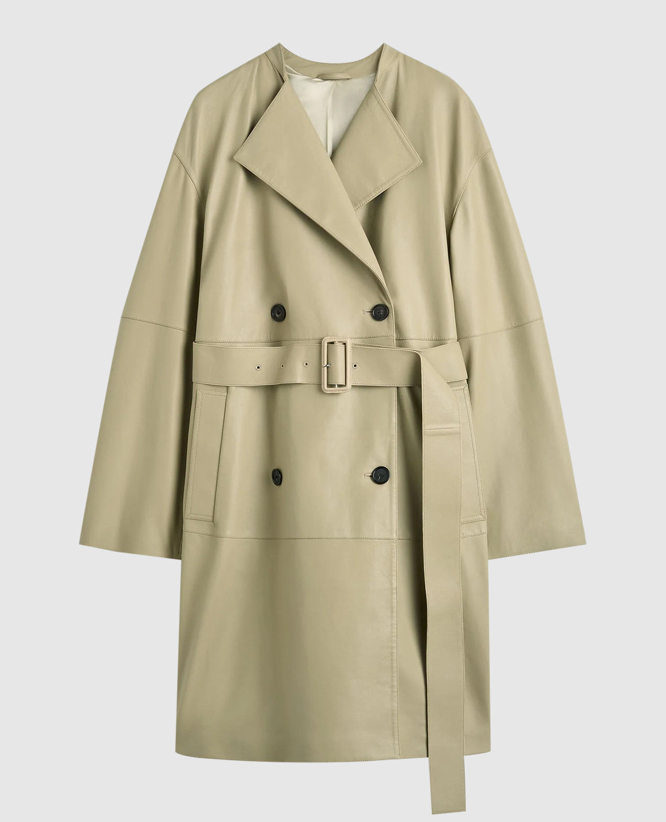 

Beige leather double-breasted coat Toteme