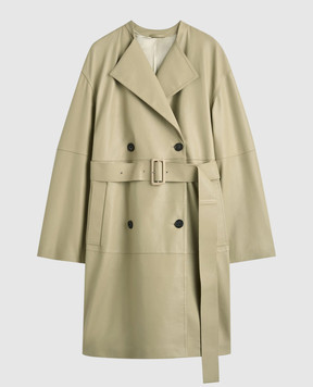 Toteme Beige leather double-breasted coat 254WRO0243LE0166