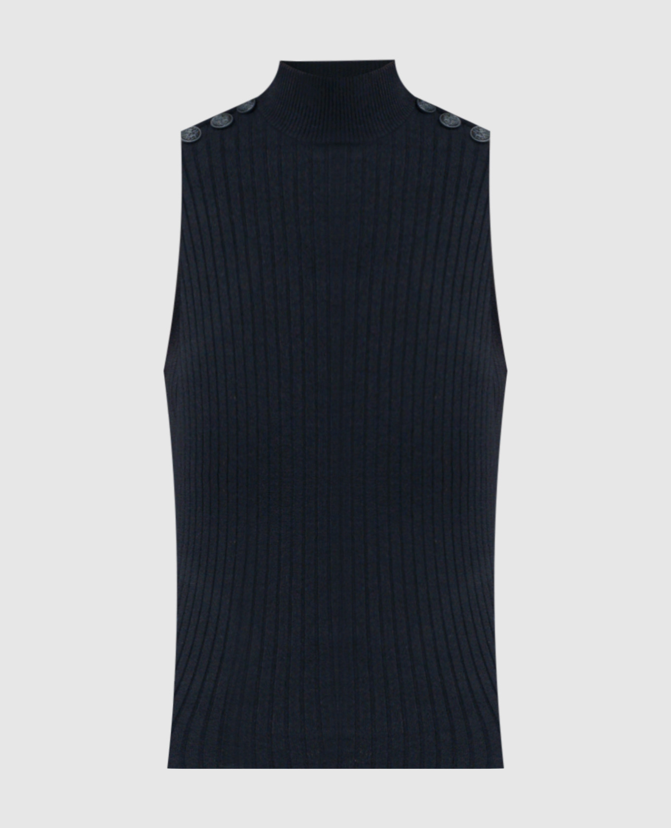 

Blue ribbed top with metallic logo Dondup