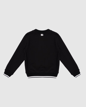 Dolce&Gabbana Children's black sweatshirt with textured logo print L4JWKDG7O6N812+