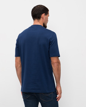 Brunello Cucinelli Blue T-shirt with heraldic emblem print M0B138440