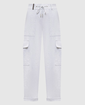Peserico Gray cargo pants with branded patch P04056J006904