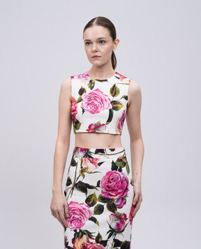Dolce&Gabbana White top with floral print F7AO5TFSRQJ