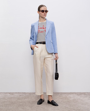 Max Mara Beige EFEDRA pants with linen and silk EFEDRA