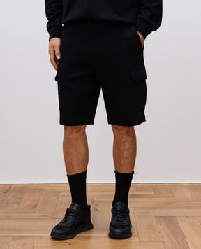Brunello Cucinelli Black cashmere and silk cargo shorts MM8313222G