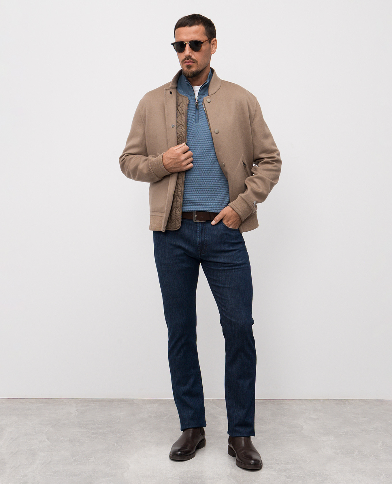 

Blue merino wool jumper with pattern Canali, Light blue