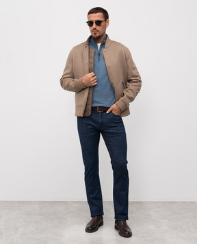 Canali Blue merino wool jumper with pattern MK02359C0015