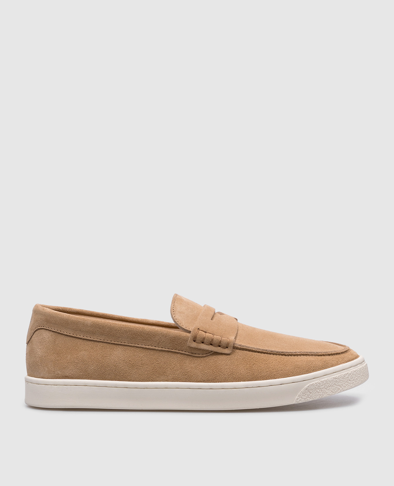Beige suede loafers with logo Brunello Cucinelli