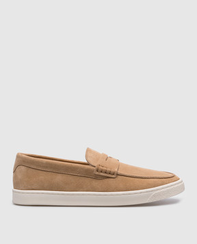 Brunello Cucinelli Beige suede loafers with logo MZUSILN312
