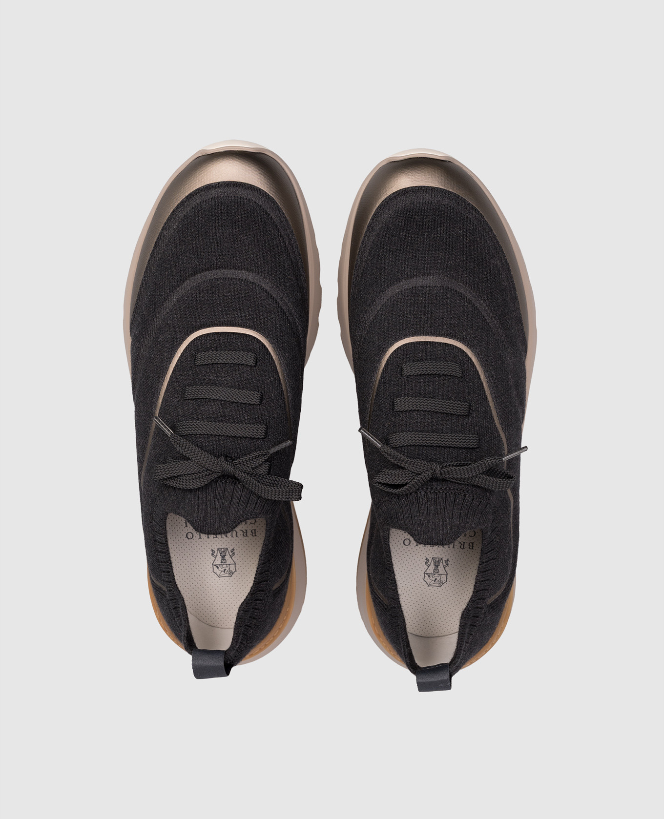 

Grey sneakers with textured logo Brunello Cucinelli