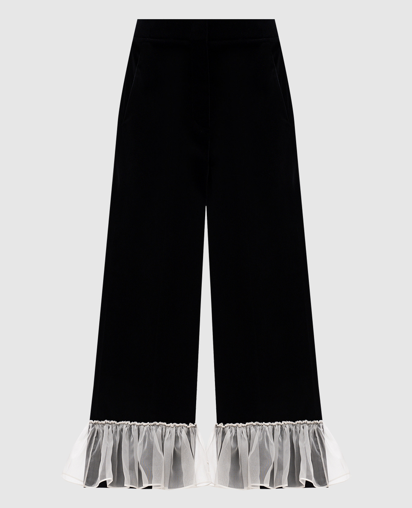 

Black velvet pants with ruffles Valentino