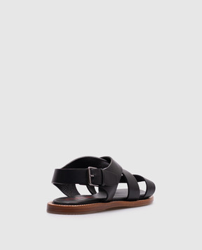ISAIA Black leather sandals SND021LAMB1