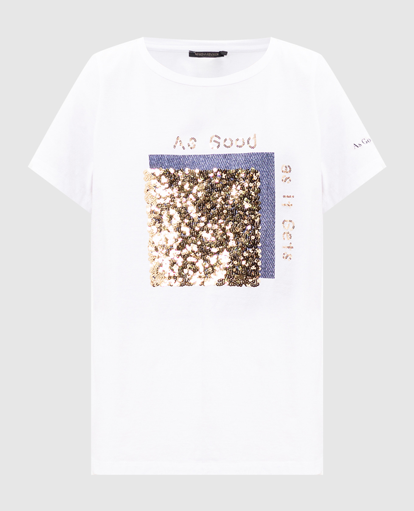 

White t-shirt with sequins Marina Rinaldi, Белый
