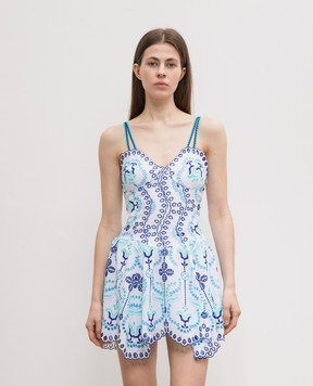 Charo Ruiz Marine White Linen Dress with Broderie Embroidery 244612