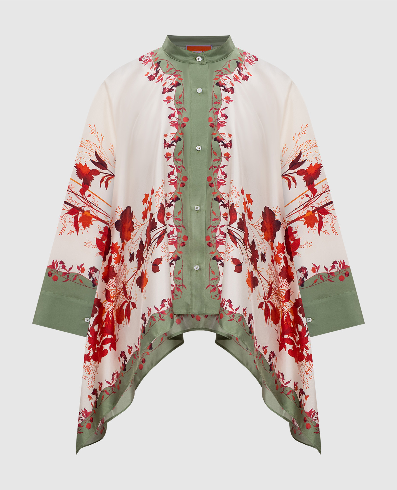Beige silk blouse with floral print La DoubleJ