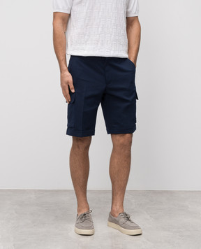 Stefano Ricci Blue cargo shorts with linen M1T5100210BN2929