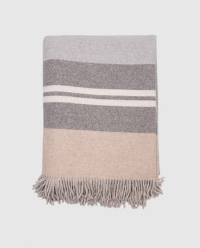 Brunello Cucinelli Gray striped cashmere plaid MPLA7AAAB