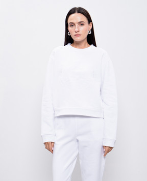 Dolce&Gabbana White sweatshirt with logo embroidery F9S14ZGDCNO