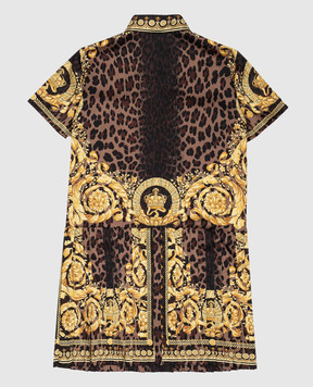 Versace Children's brown dress Wild Barocco with pleats 10172031A12582