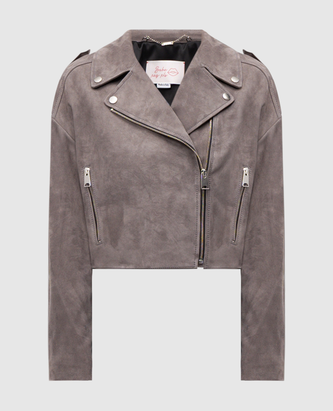 

Gray suede cropped biker jacket Babe Pay Pls, Grey