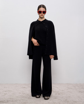 LISA YANG Cecelia Pointelle Black Patterned Top 2025394