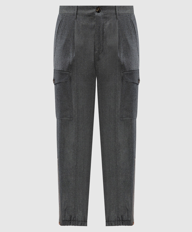 Brunello Cucinelli - Gray melange wool cargo pants ME226H0640