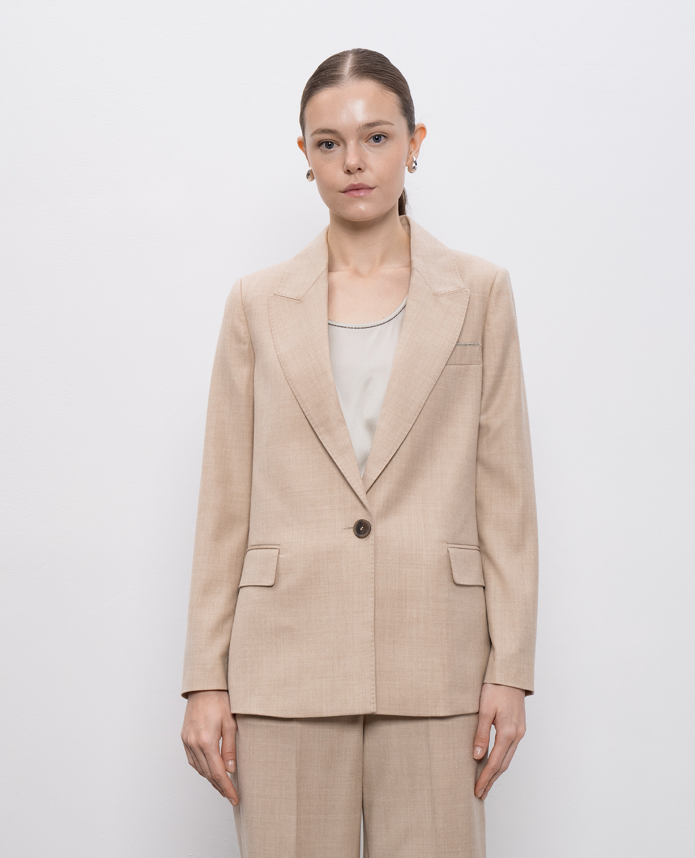 Beige wool jacket with lurex Peserico 3