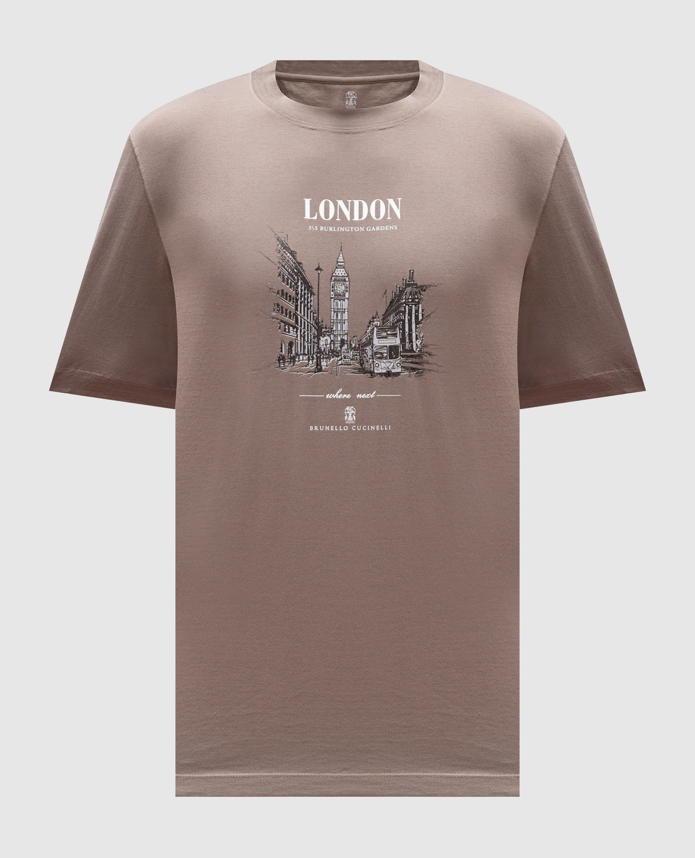 Brown London T-shirt with print Brunello Cucinelli