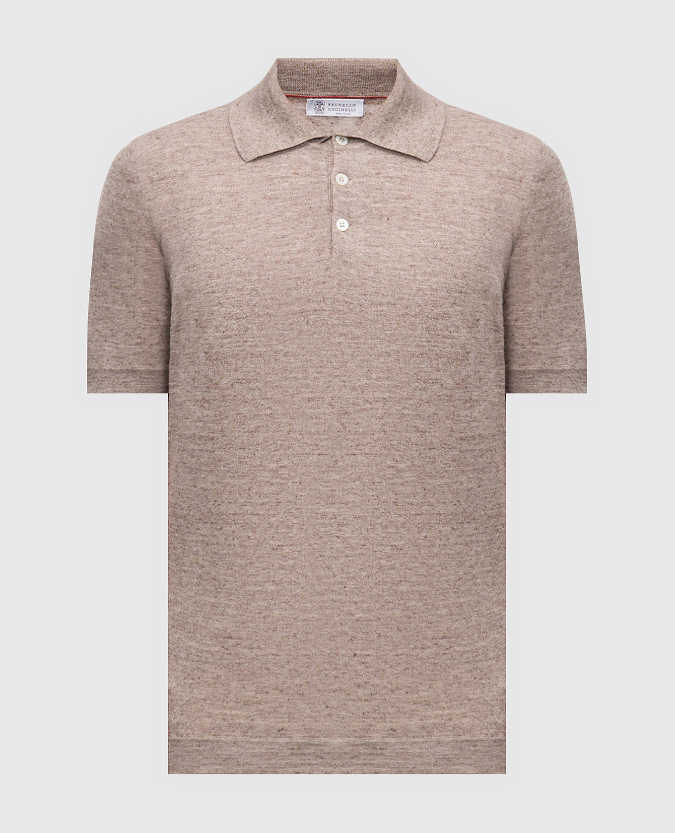 

Brown melange polo with linen Brunello Cucinelli