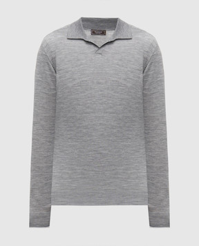 Peserico Grey melange wool polo shirt R59414F189770M