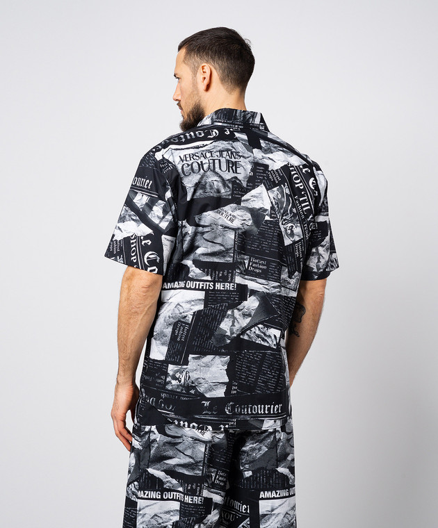 Versace Jeans Couture Camisa negra con estampado Magazine 76GAL212NS399 comprar en linea en Symbol