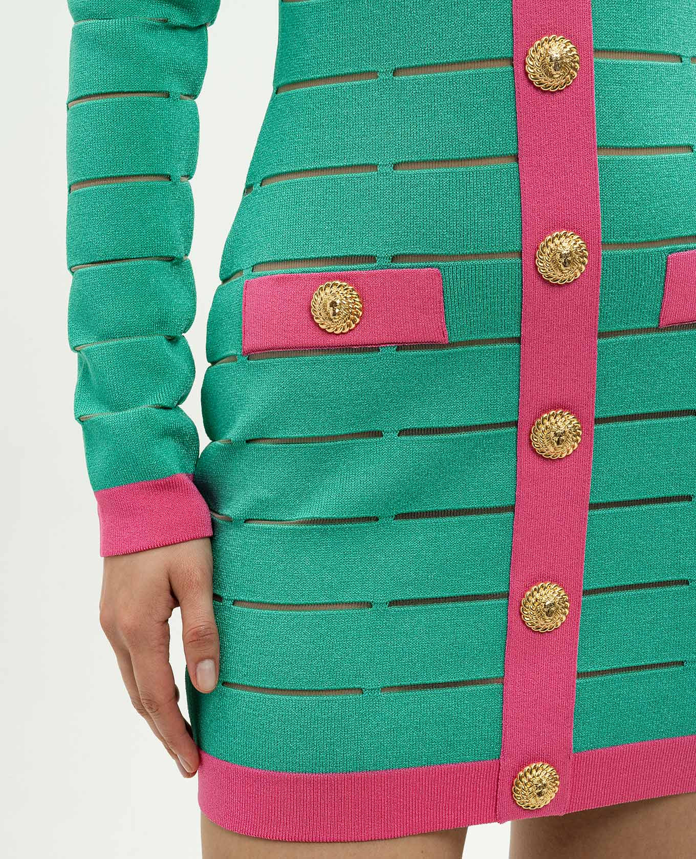 Green mini dress with accent shoulders Balmain 5