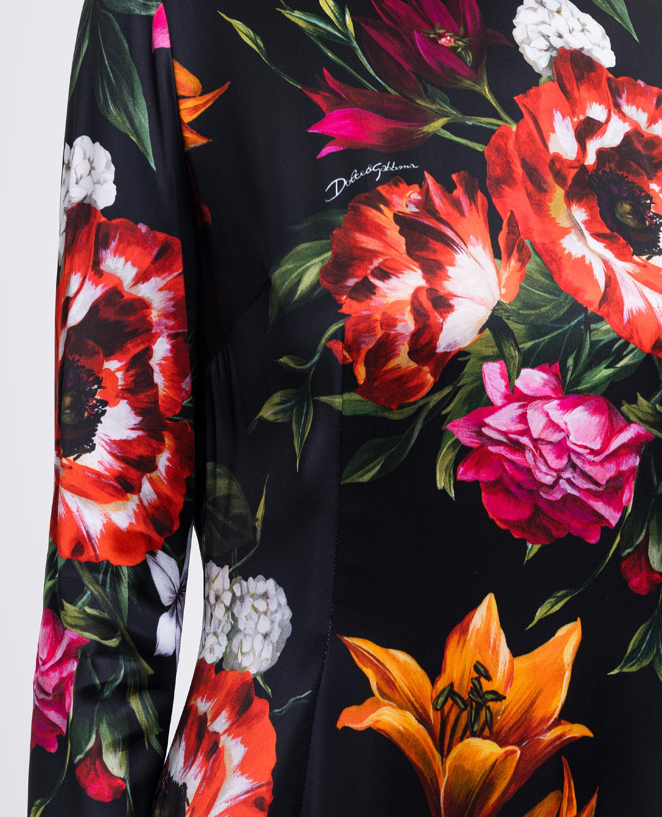 Black floral print midi dress Dolce&Gabbana 4