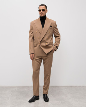 Versace Brown wool trousers with logo patch 10166481A15433