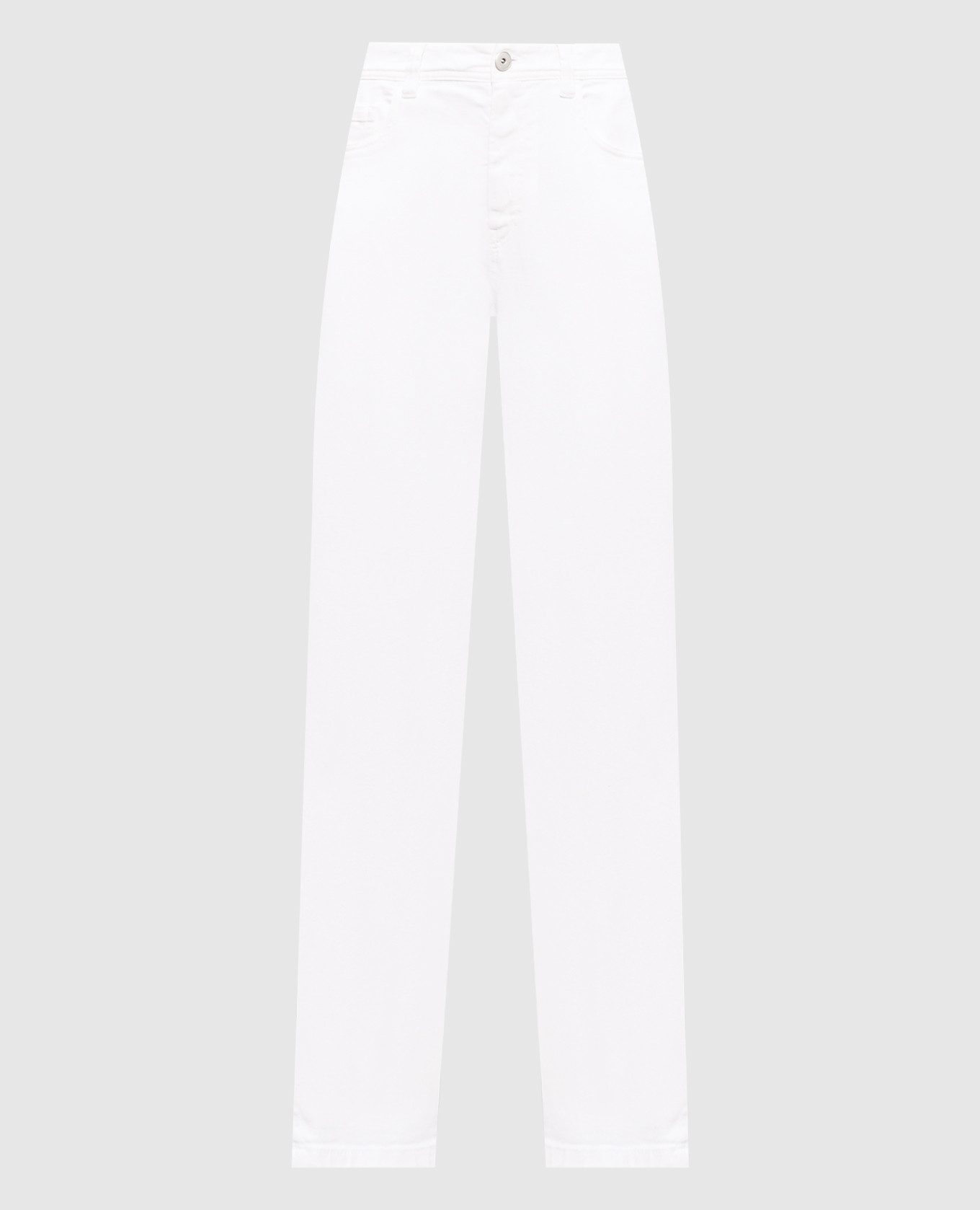 White jeans with logo patch Brunello Cucinelli