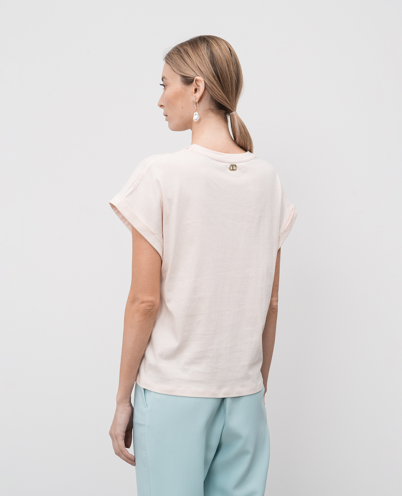 Beige T-shirt with lace Twinset 4