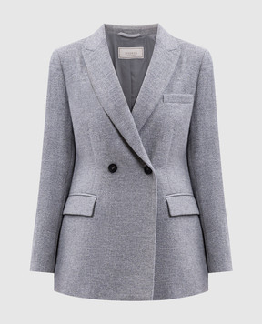 Peserico Gray double-breasted wool jacket with lurex S0123904314