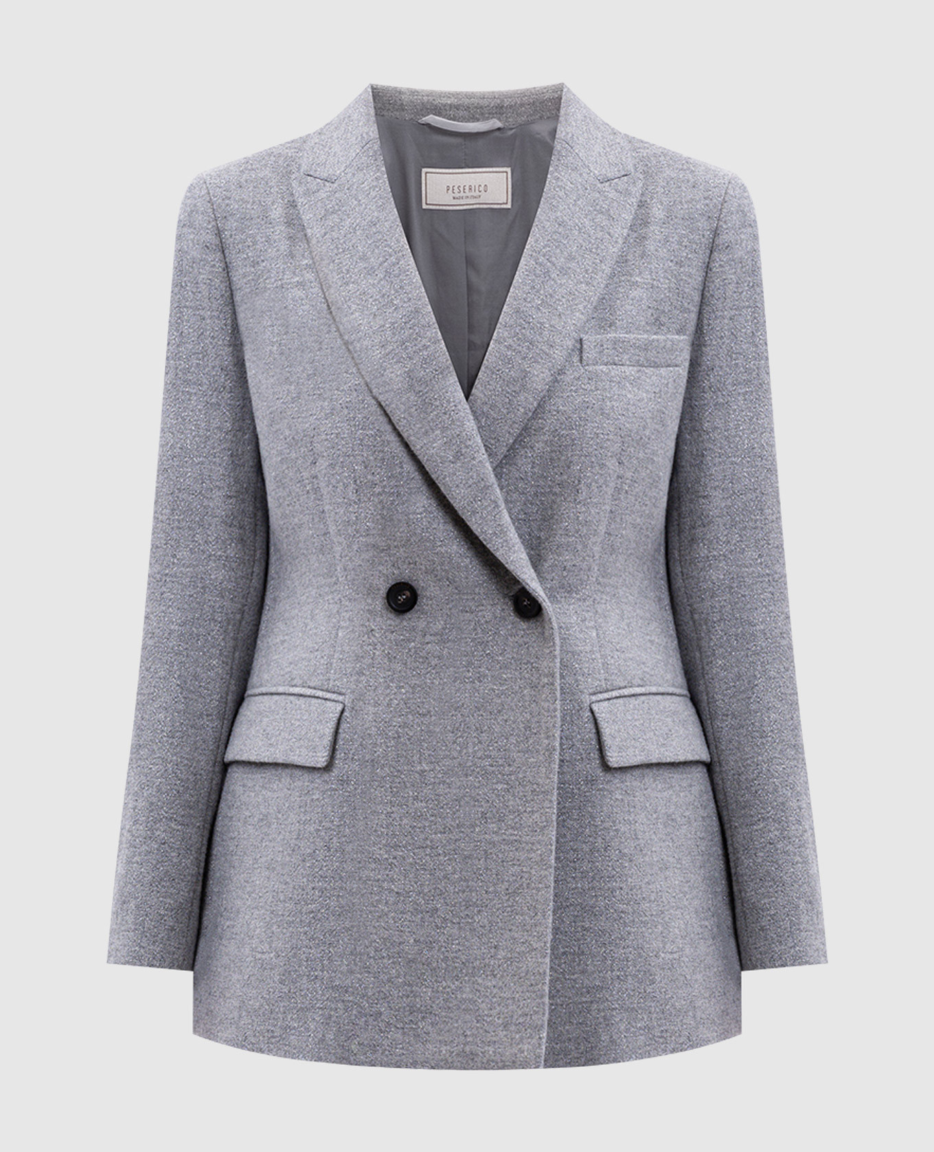 Gray double-breasted wool jacket with lurex Peserico