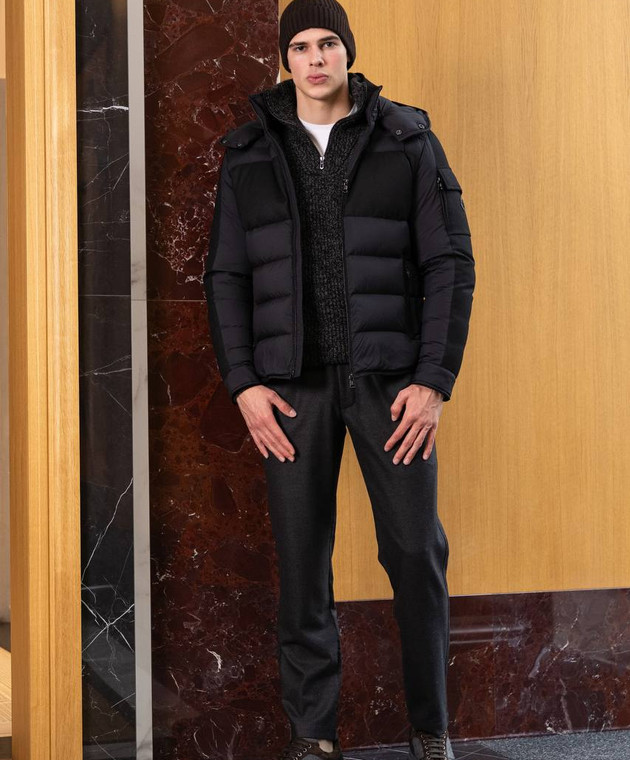 Moncler - Black down jacket with wool Barbustel J20911A00103596K7
